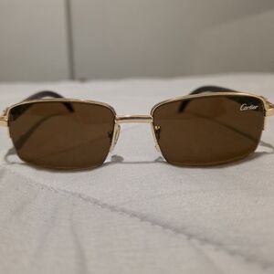 Cartier Gold and Brown Men's Sunglasses